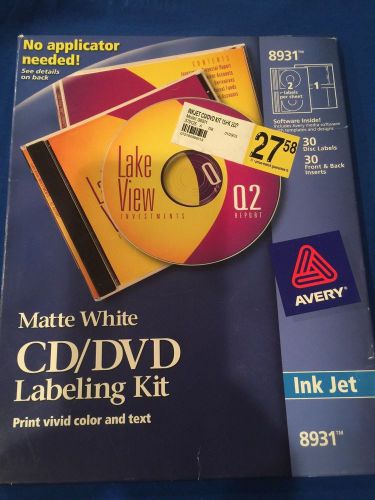 Avery ink jet 8931 matte white cd/dvd labeling kit 30 disc lables for sale