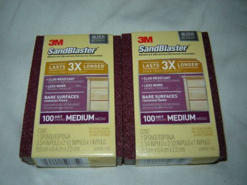 3M Sandblaster 3.75 in. x 2.5 in. x 1 in. 100 Grit Medium Two Sanding Sponges