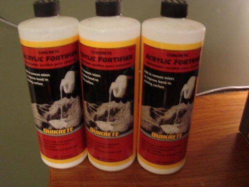 3 Bottles of Quikrete Concrete Acrylic Fortifier 1 Quart Bottles Free Shipping!