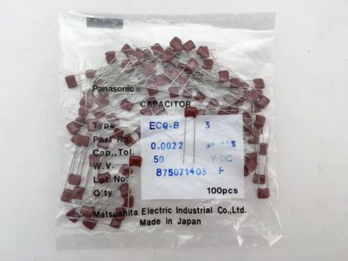 (50 pcs) ECQ-B1H222JF  Panasonic, 0.0022uF 50V 5%, Polyester Film Capacitor