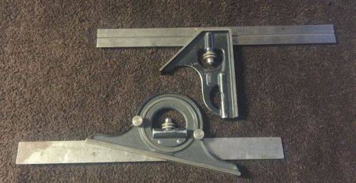 Starrett 491 Protractor 12&#034; Rule &amp; Center Square Machinist Tool