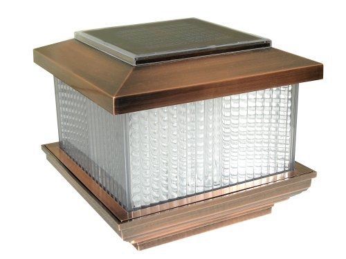 Pine top 511-0008c 4-light led solar-powered plastic fence-post cap, copper for sale