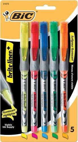 BIC Brite Liner+ Highlighter, Chisel Tip, Assorted Colors, 30-Count