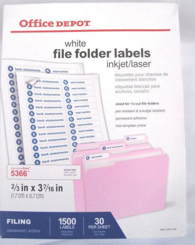 Home Depot White File Folder Labels inkjet/laser