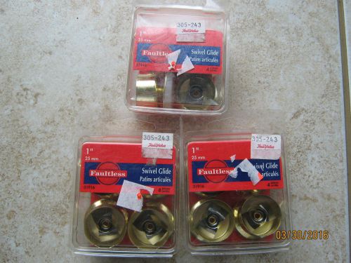 Lot of 3 packages 1&#034; Swivel Glide Wood Or Metal Legs Faultless