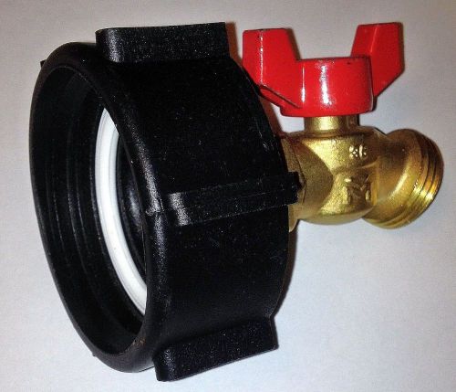 275 - 330 GALLON IBC TOTE TANK ADAPTER  2&#034; NPT Fine x BRASS Hose FAUCET VALVE