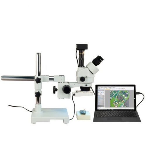 OMAX 3.5X-90X 5MP USB3.0 Digital Zoom Stereo Boom Stand Microscope+8W Ring Light