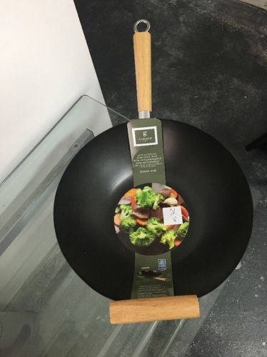 14in Carbon Steel Wok W/bamboo Handles