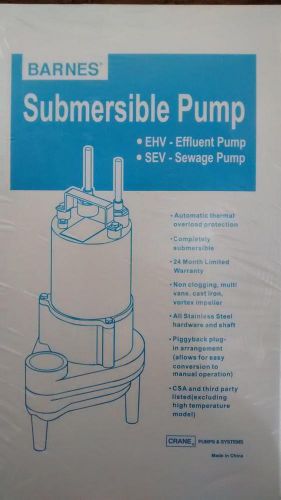 BARNES SEV412 .5 HP SUBMERSIBLE PUMP