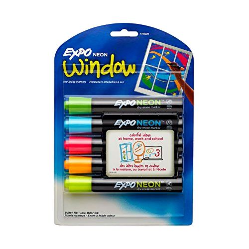 Expo Neon Dry Erase Markers, Bullet Tip, 5-Pack, Assorted Colors
