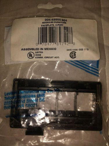 9 Leviton Modular Furniture Faceplate 4-Port 49900-SE4 Black NOS