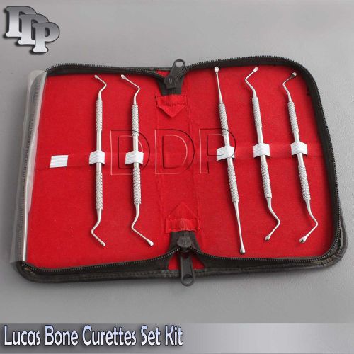 SET OF 5 PCS PERIODONTAL LUCAS BONE CURETTES SET KIT DENTAL SURGICAL INSTRUMENTS