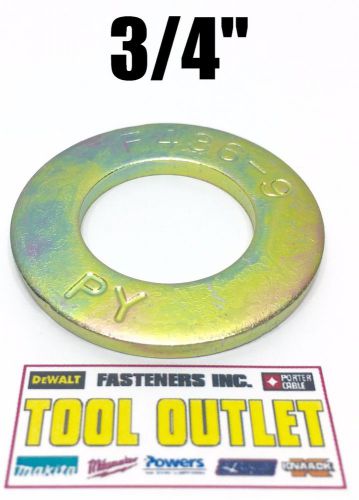 (Qty 250) 3/4&#034; F436 SAE Grade 8 Yellow Zinc Plated Hardened Flat Washers