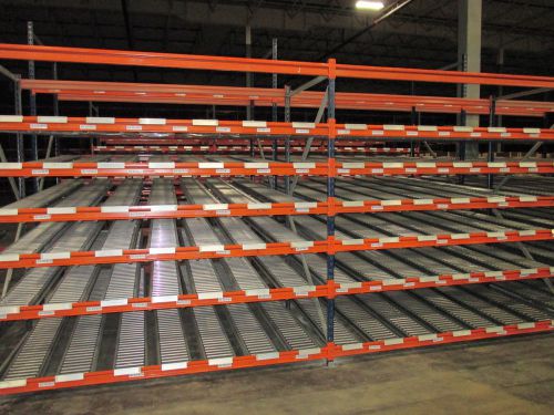 Used flow rack carton flow span track style shelving mecalux teardrop wide span for sale