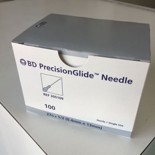 BD PrecisionGlide Needle 27G x 1/2 (0.4mm x 13mm) pack of 100