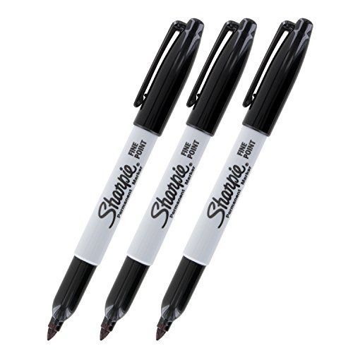 Sharpie Permanent Marker, Fine Point, Black, Pack of 3