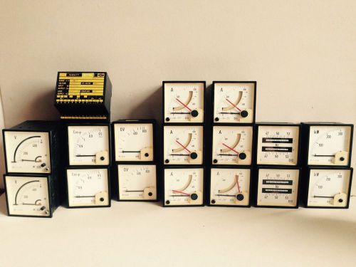 Supere large lot 17 DEIF meters. Volt, AMP, COS, HZ, KW, OV meter. USED.