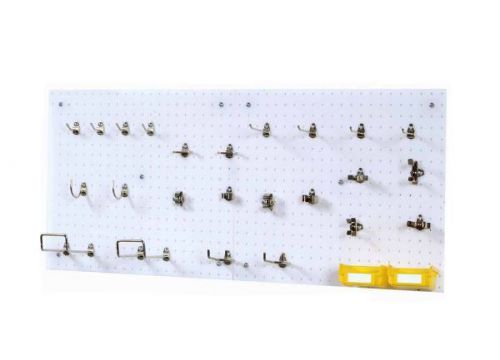 DuraHook DuraBoard Polypropylene Pegboard, Garage Wall Organizer, White Kit