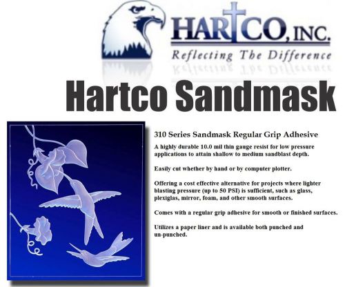 30&#034; X 20 YDS HARTCO 310 SANDBLAST FILM FOR GLASS PLEXIGLASS MIRROR FOAM