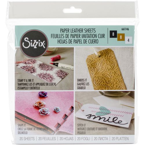 &#034;Sizzix Paper Leather 6&#034;&#034;X6&#034;&#034; Sheets 20/Pkg-Basics Assorted&#034;