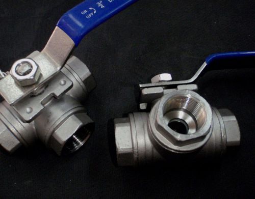 STAINLESS 3 WAY  BALL VALVE 3/4&#034; NPT REDUCED PORT  L BV-3WYL-075