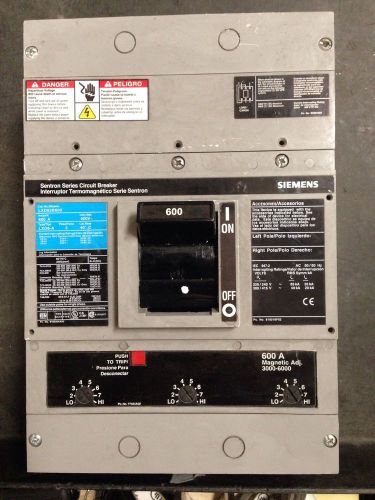 SIEMENS ITE CIRCUIT BREAKER 600 AMP 600V 3 POLE LXD63B600