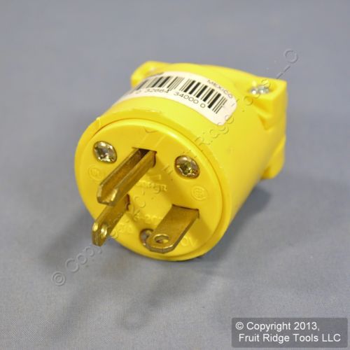 Cooper yellow straight blade male plug 6-20 20a 250v nema 6-20p bulk 4509 for sale