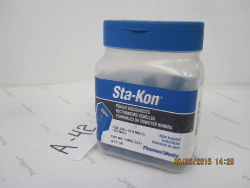 QTY 50 Thomas &amp; Betts Sta-Kon Female Disconnects 14RB-2577 made in USA