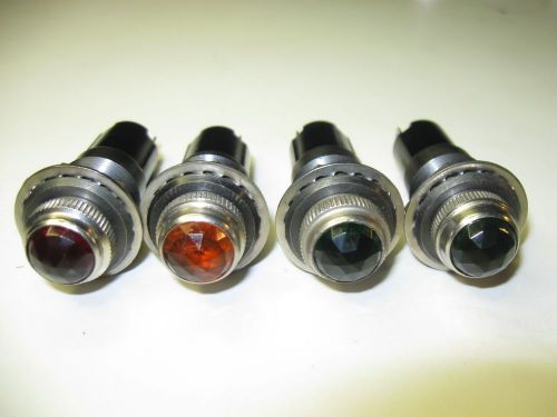 (4) Vintage DIALCO 75W 125V Panel Mount Faceted Jewel Indicator Lights