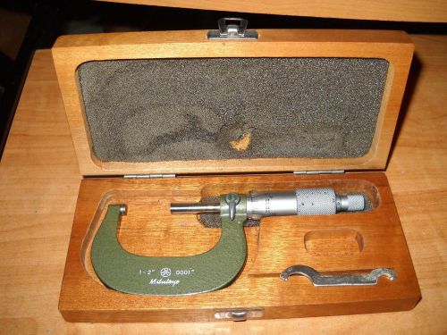 RARE EARLY MITUTOYO  1&#034;- 2&#034; OUTSIDE MICROMETER # 103-262 W/ ORIGINAL BOX TOOL