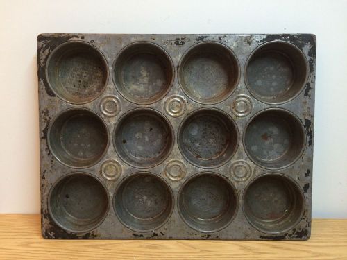 Large Industrial Vintage Steel EKCO Commercial 12 Cake Muffin Pan Heavy-Duty