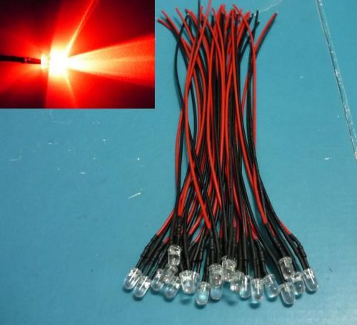 (10 PCS) Red 5mm Pre Wired LED Light 5v 9v 6v 12V DC 20cm Lamp Bulb