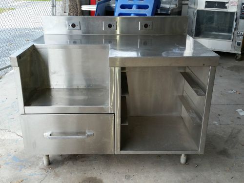 commercial stainless steel blender station table.