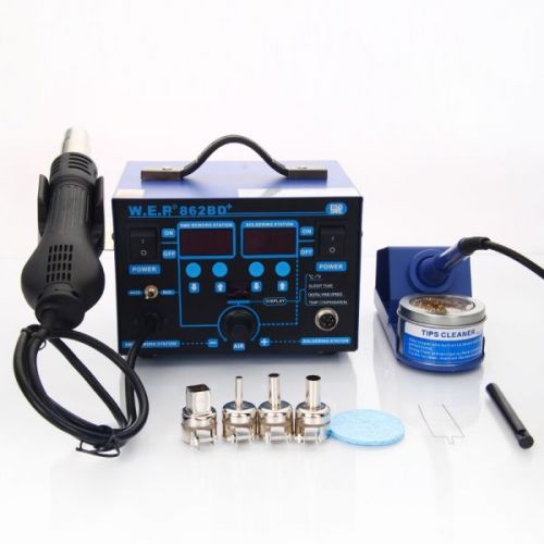 2in1 862BD+ 110V SMD Rework Soldering Station Hot Air Gun &amp; Solder Iron Tools US