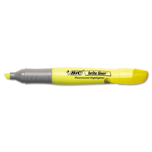 12 BIC Brite Liner Grip XL Chisel Fl Yellow Highlighter