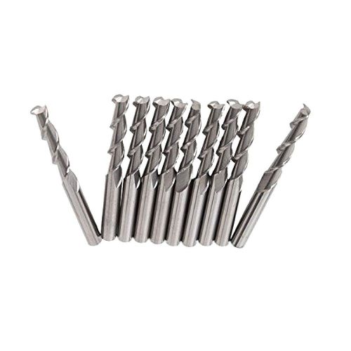 EMY 10PCS 1/8 inch 3.175mm Carbide Flat Nose 17mm End Mill CNC Router Bits Doubl