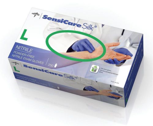 Medline SensiCare Silk Nitrile Exam Gloves Powder Free large Box of 250