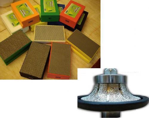 Diamond hand polishing pad 8 pcs 1 1/4&#034; half-bullnose router granite concrete for sale