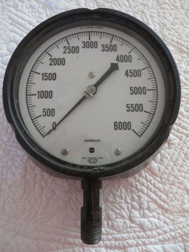 Usg supergauge pressure gauge 0-6000 psi air pressure metal glass streampunk for sale