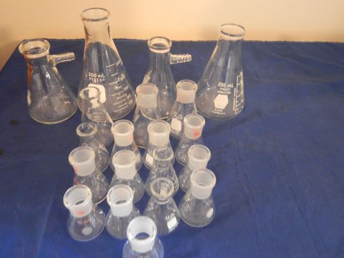 Pyrex Kimax Glass Erlenmeyer Flasks 15,25,50,125,250,300 ml sizes Lot of 20