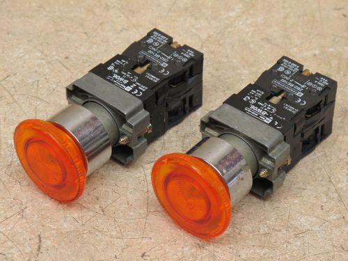 2 pcs.,  TELEMECANIQUE,  NO / NC PUSH - PULL CONTACT BLOCKS,  YELLOW LIGHT