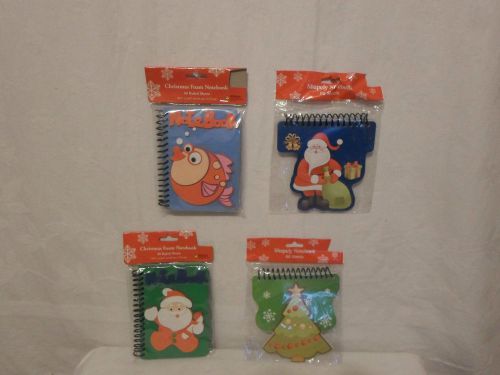 NEW Lot of 4 Christmas Spiral Notebooks 80 Rules Sheets &amp; 120 Plain Sheets