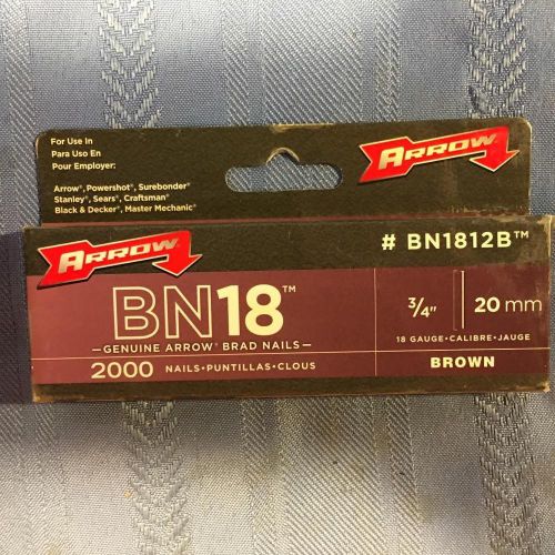 Arrow Genuine BN18 3/4&#034; 20mm 18 gauge brown brad nales bn1812b 2000ct lot of 12