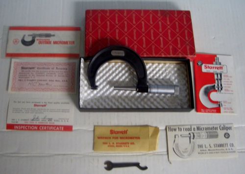 Starrett 1-2&#034; outside micrometer 436 with box + instructions, etc for sale