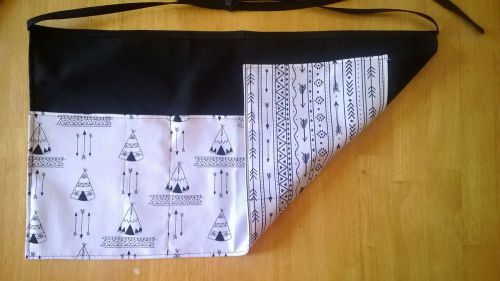 2 in 1 Reversible Tribal Teepee Arrow waitress half apron, server 3 pocket