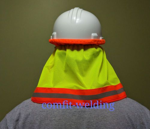 4 SAFETY HARD HAT NECK SHIELD HELMET SUN SHADE HI VIS REFLECTIVE STRIPE