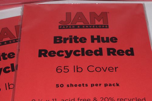 Jam Paper Brite Hue Recycled Red Cardstock  65LB Cover 1 Pack 50 Sheets