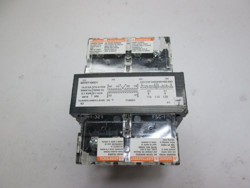 Square D 9070T100D1 Transformer, Pri: 220-240/440-480V, Sec: 110-120V