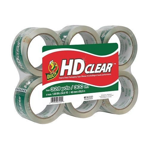 Duck brand hd clear high performance packaging tape clear 6-pack new for sale