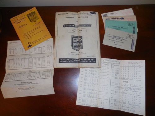 Original Precision Apparatus Co. Operating Instructions Series 10-54 Tube Data +